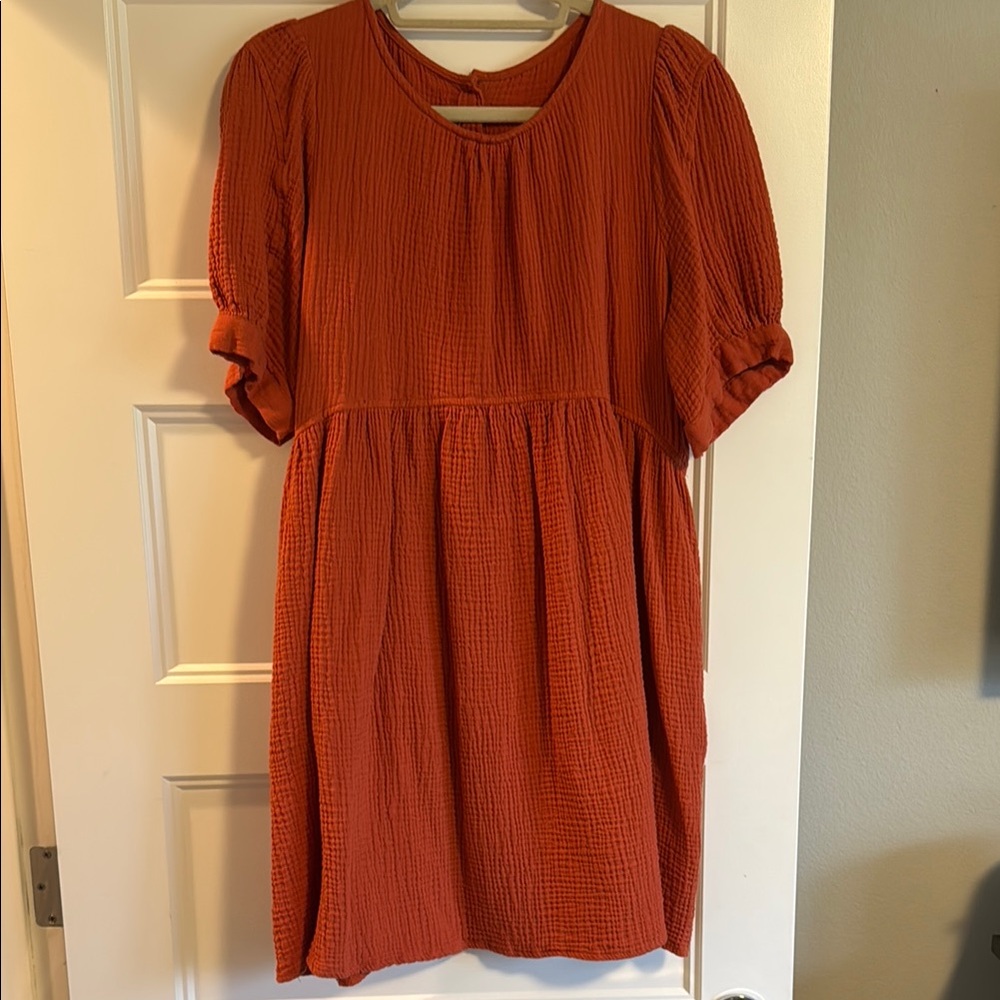 Soft Textured Rust Dress - Picture 3 of 5